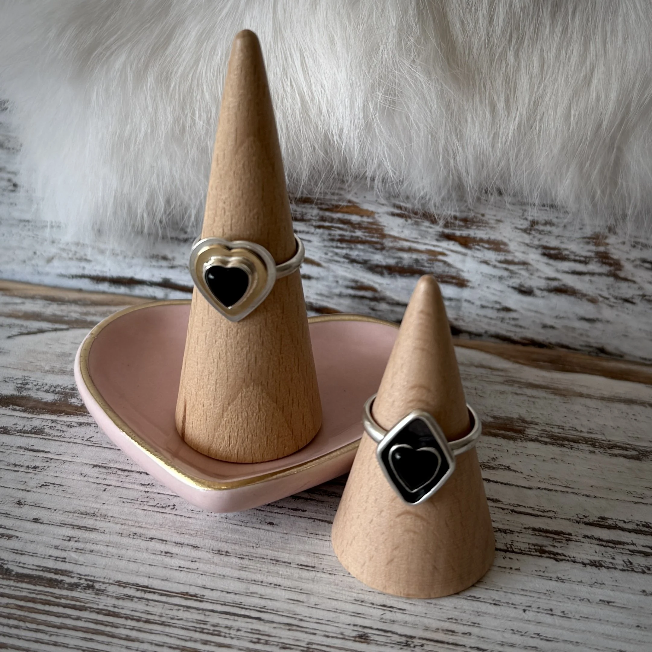 Sterling Silver, Brass, & Onyx Rings