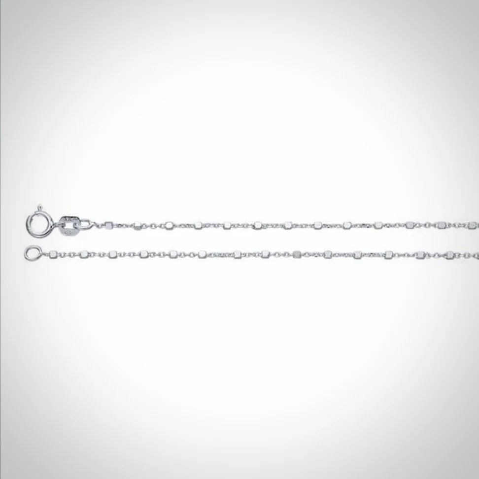 Sterling Silver 1mm Cable chain w/ 1.2mm Cube Bead