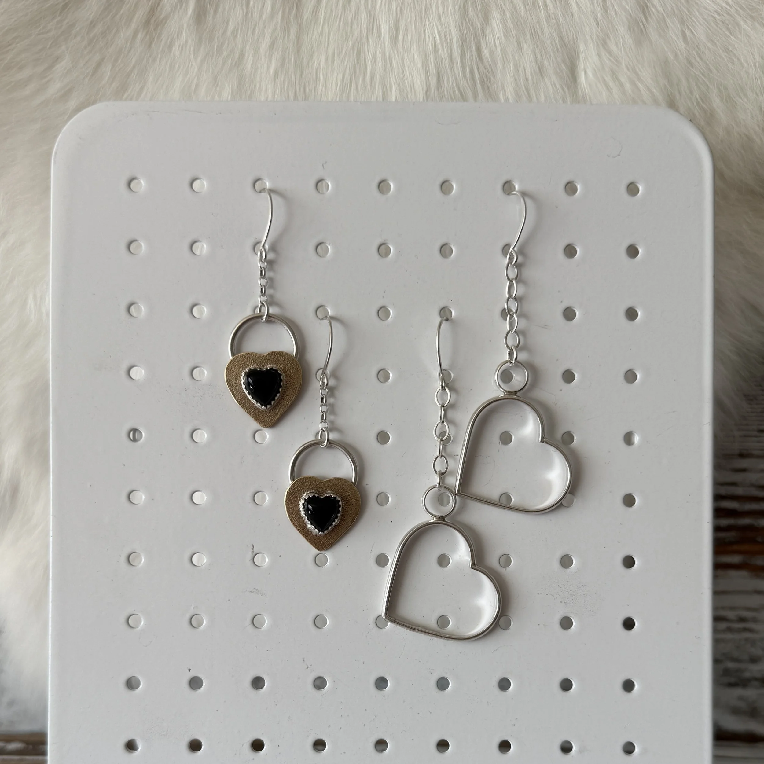 Valentines Earrings - Sterling or Brass & Onyx