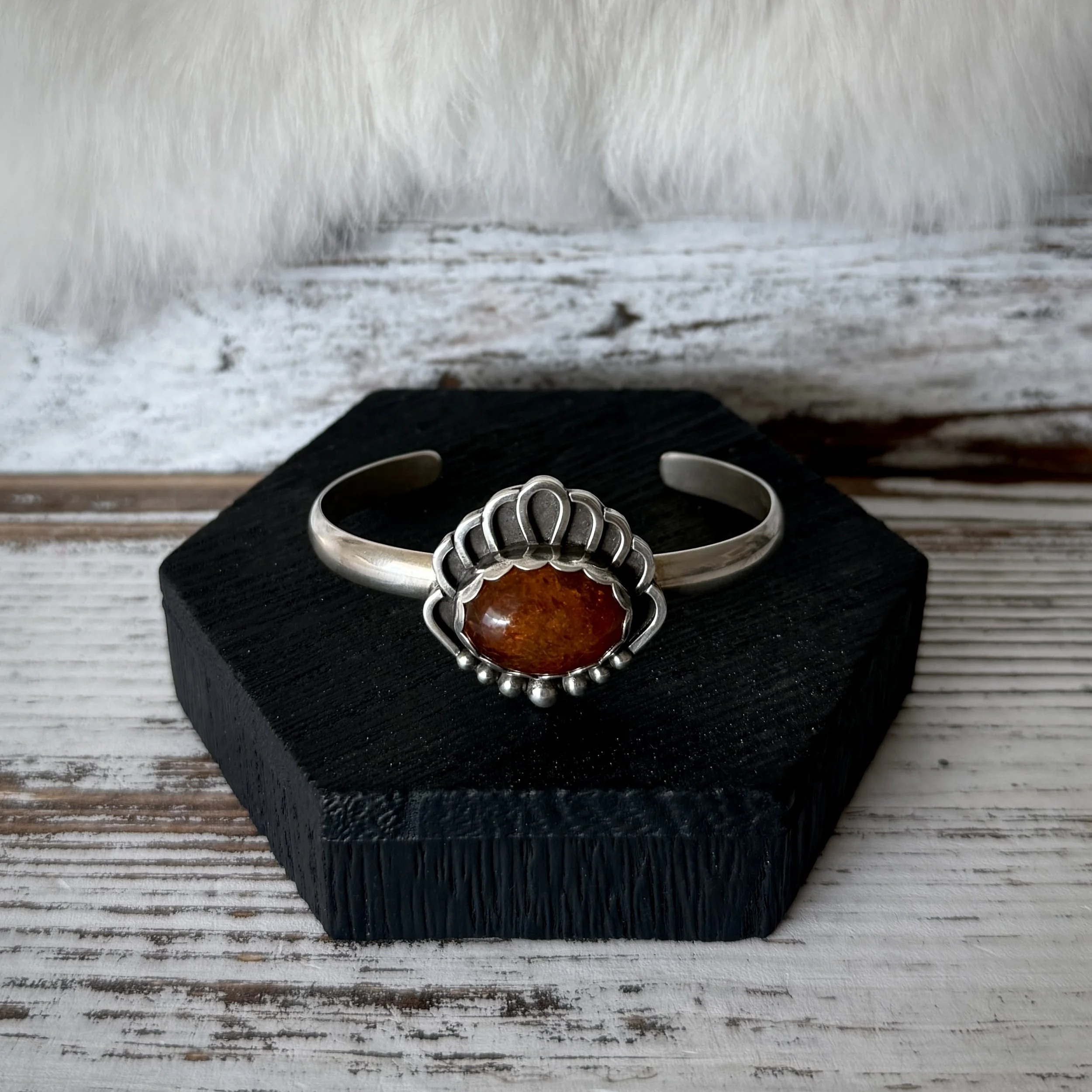 Sterling Silver & Amber Scallop Bracelet