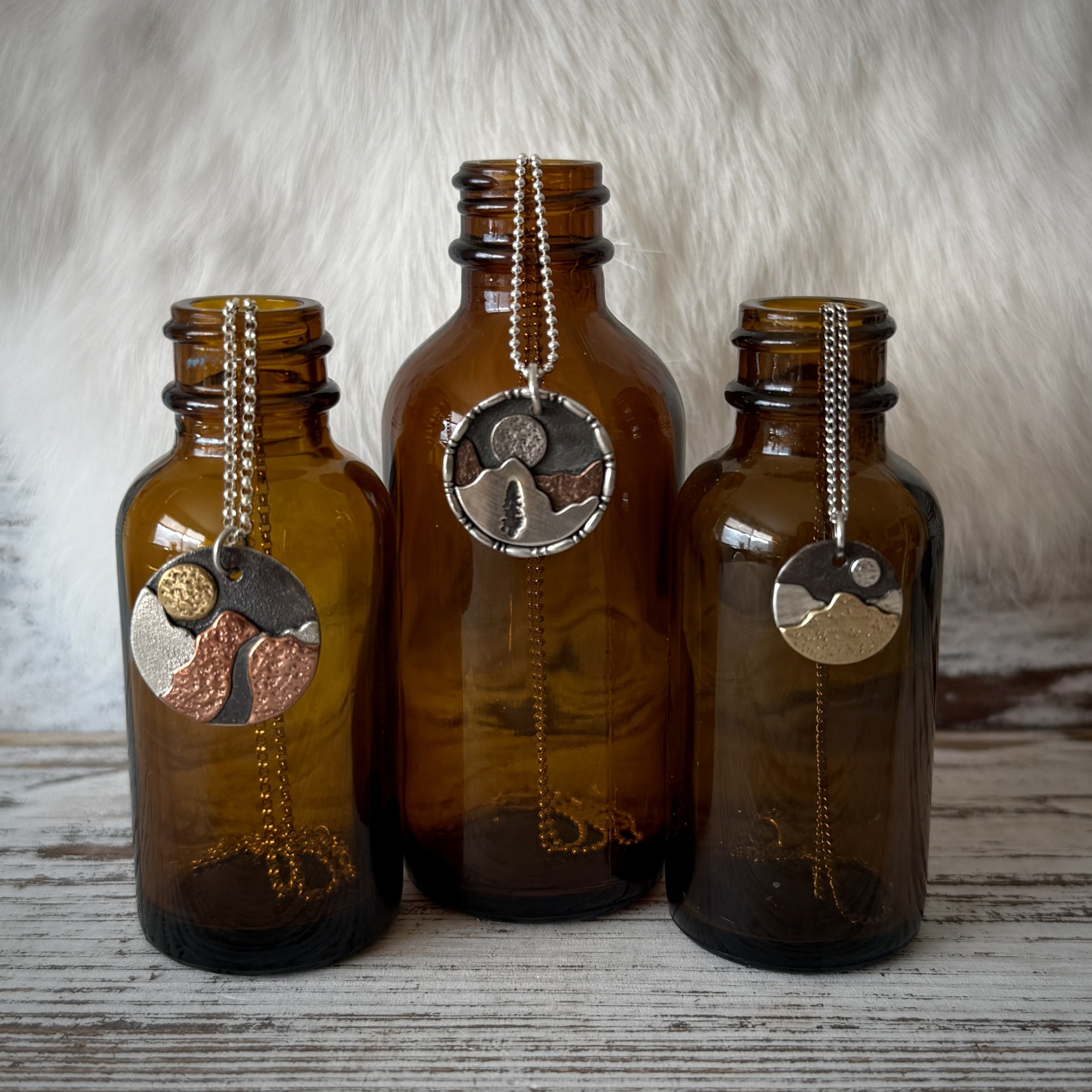 Mixed Metal Mountain Pendants
