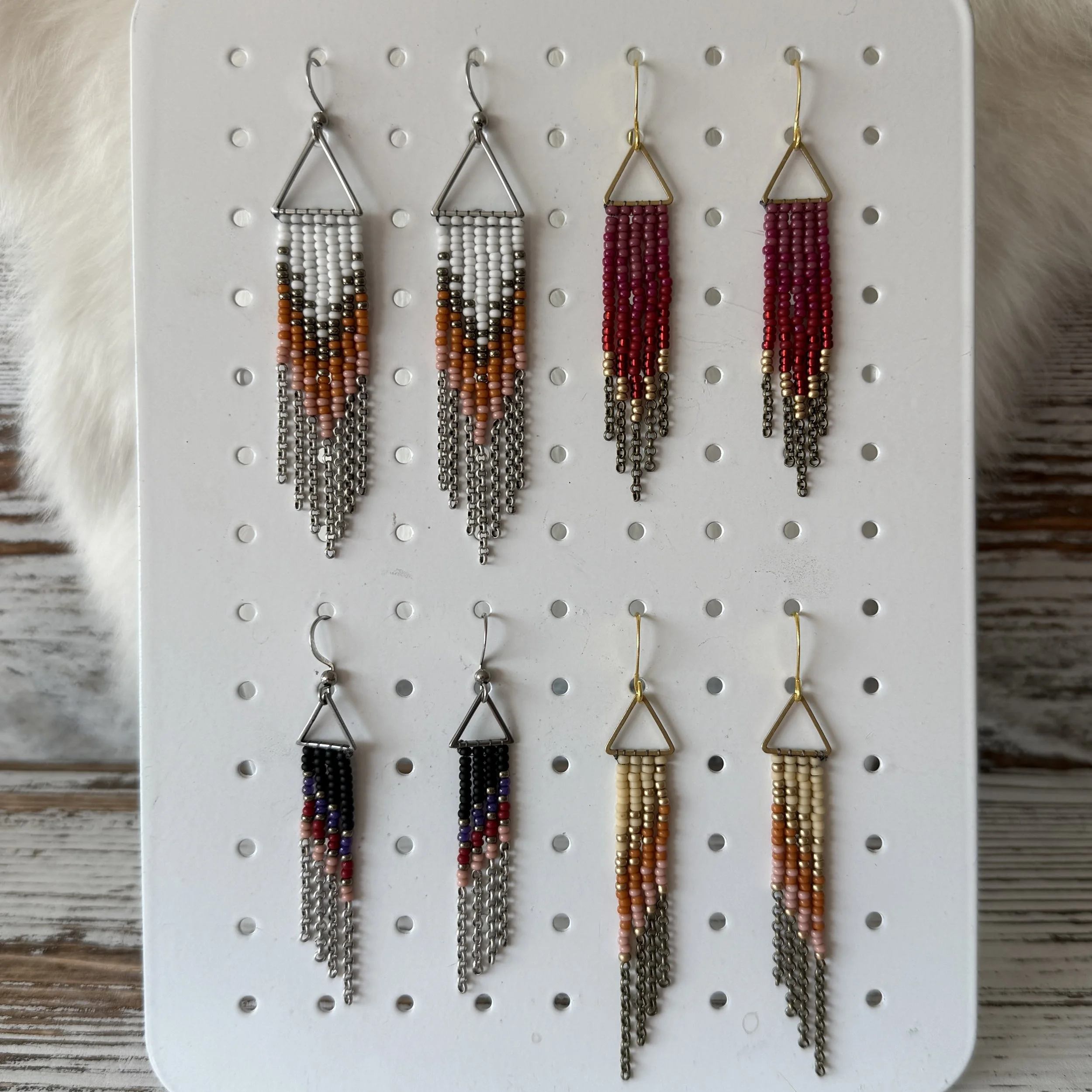Seed Bead Fringe Earrings - Valentines Edition