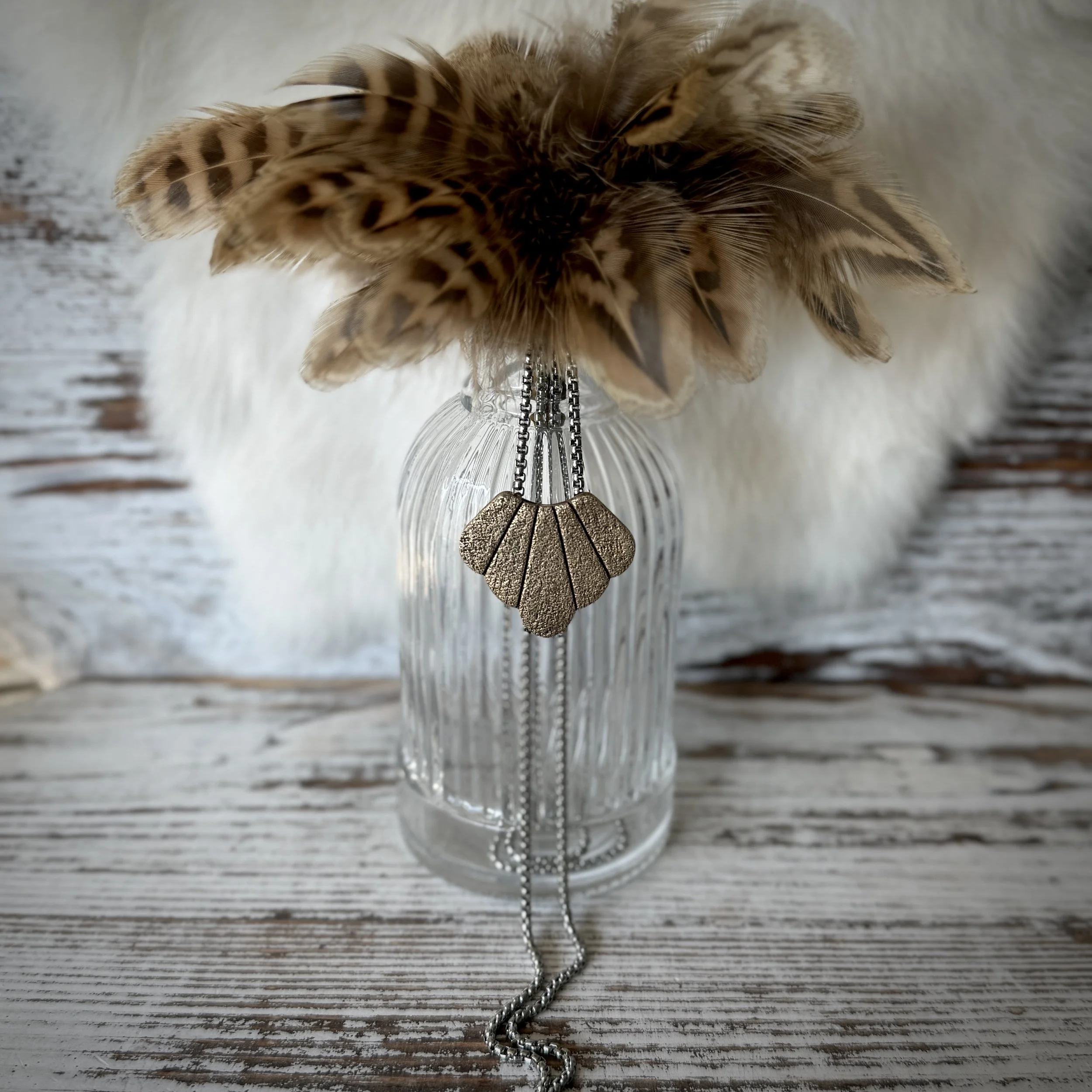 Bronze Precious Metal Clay Scallop Chain Bolo