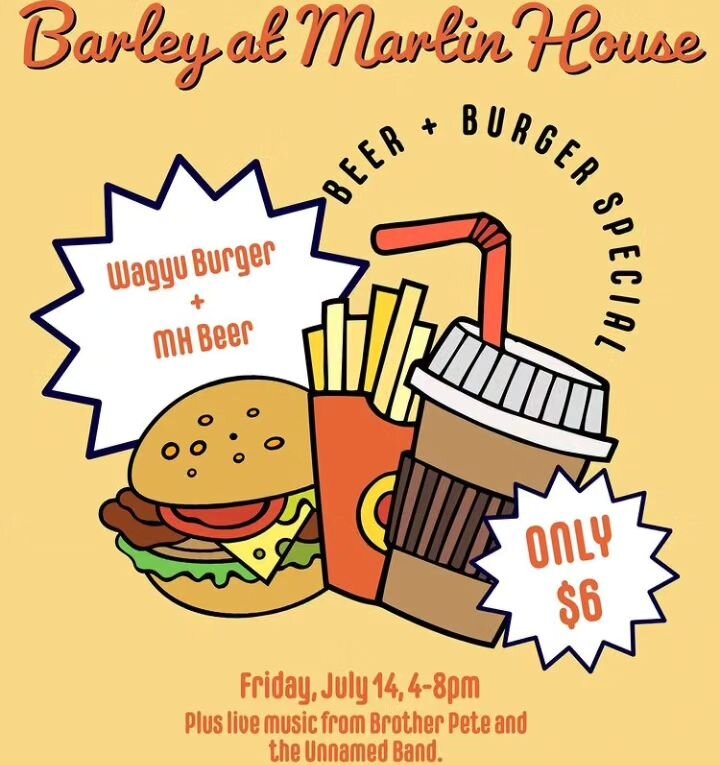 Our opening weekend is here! We're kicking it off with Burger Beer Night so grab some friends and come out to @martinhousebrewing where a burger and beer is just $6 and the live music is free.

There's no better deal in Fort Worth. See you here!