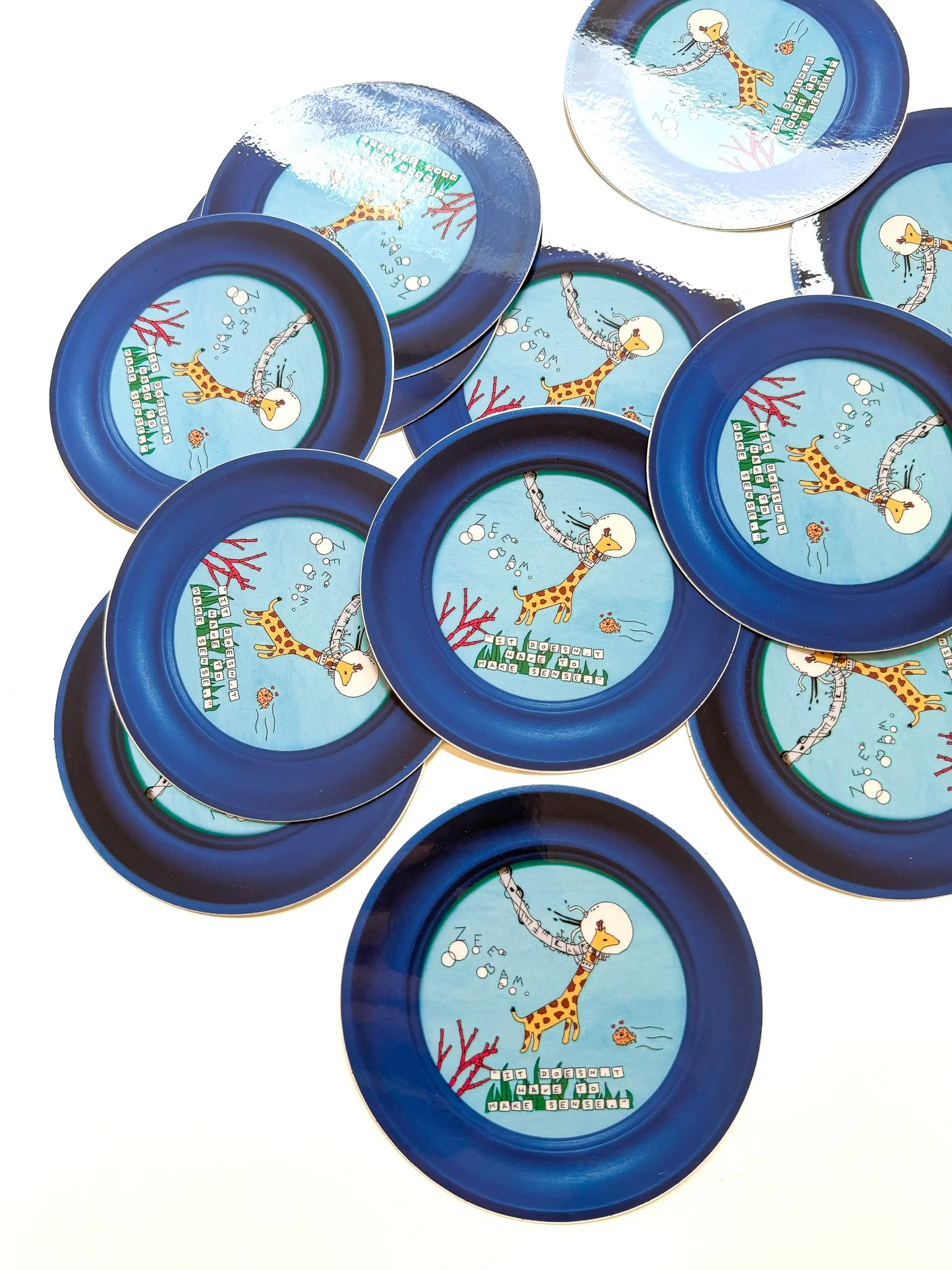 Deep Sea Diving giraffe ZEEBAM original art embroidery sticker