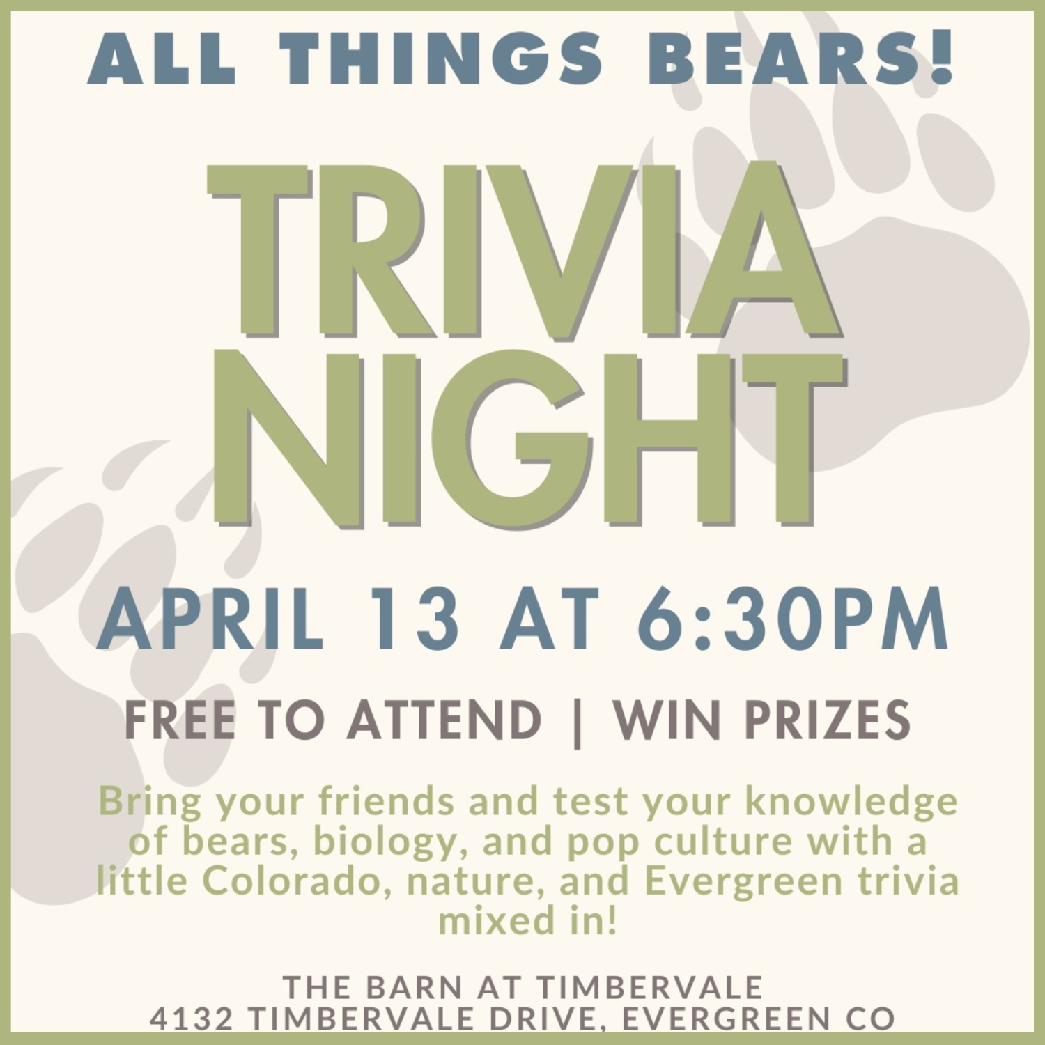 All Things Bears Trivia Night
