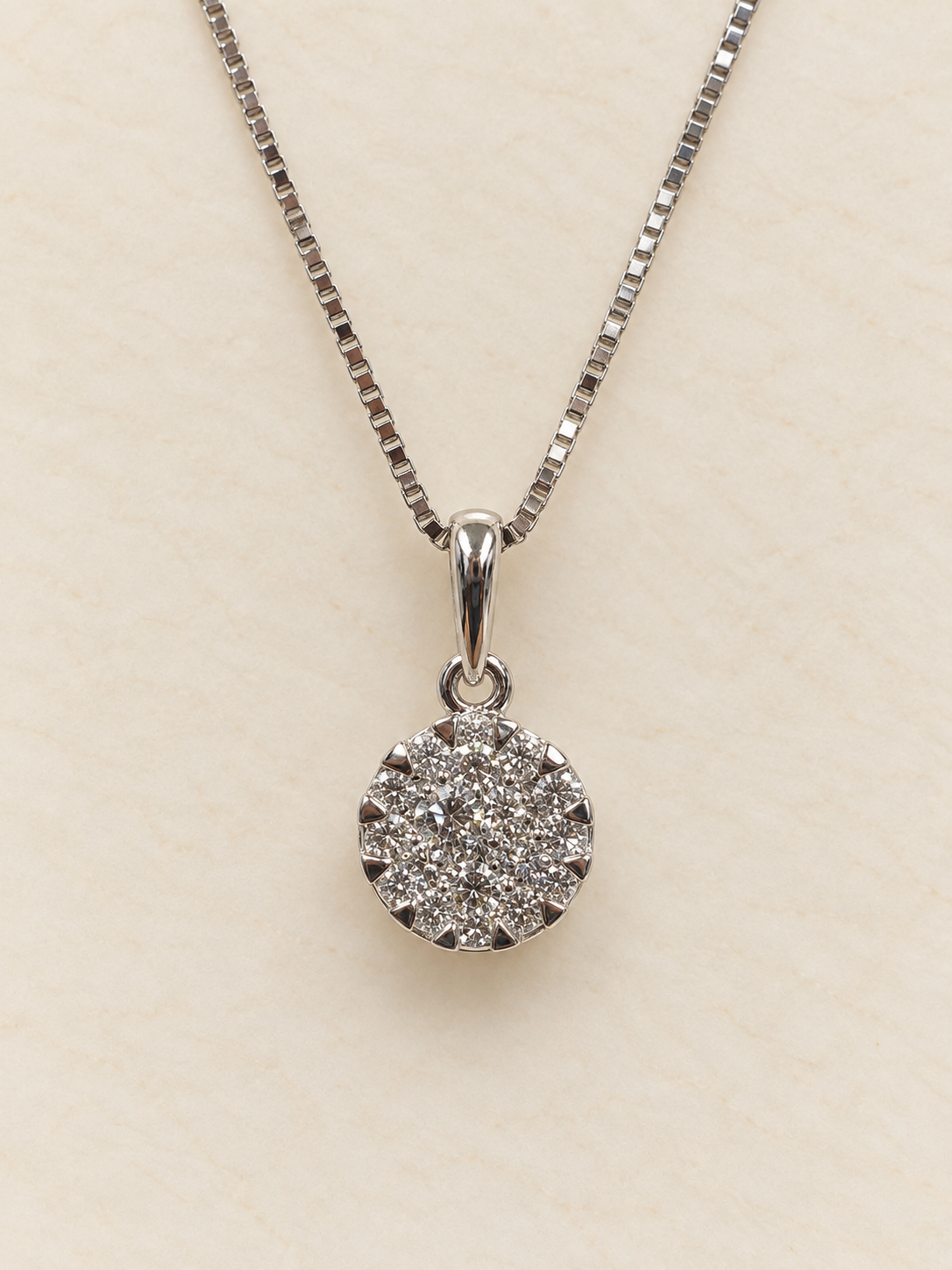 14K White Gold Diamond Cluster Pendant
