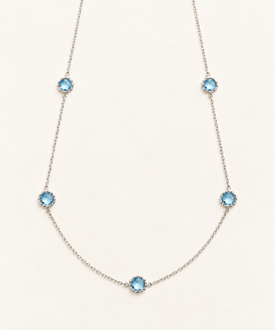 Sterling Silver Blue Topaz Station Necklace