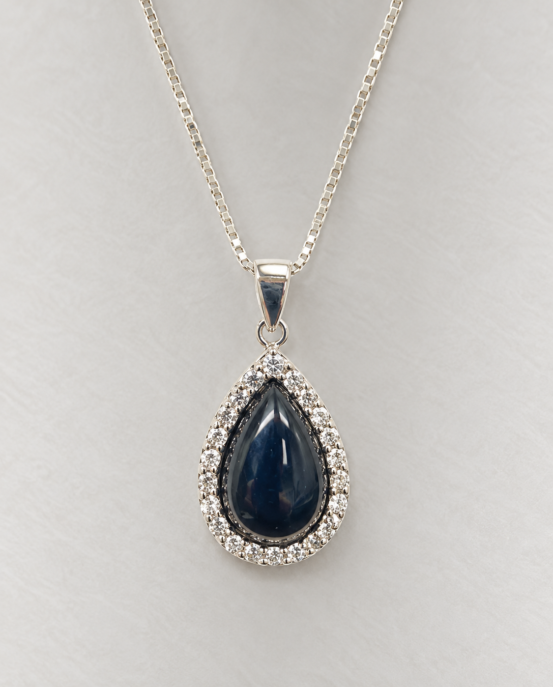 Sterling Silver Black Onyx CZ Necklace