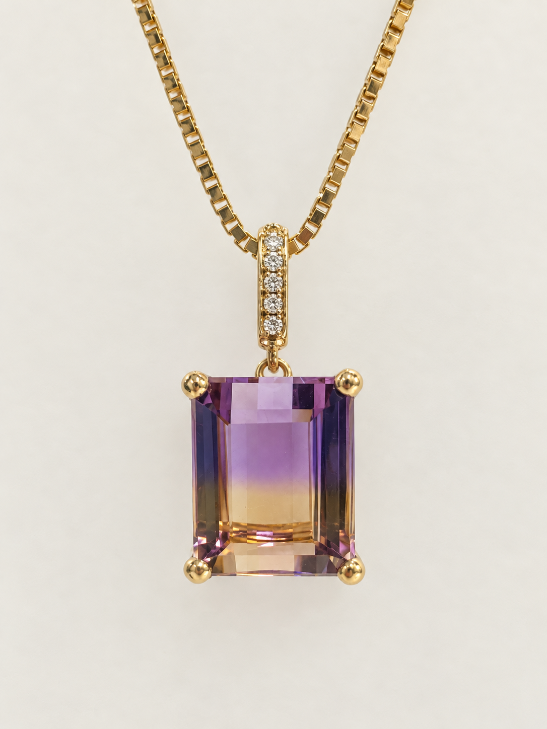14K Yellow Gold Ametrine Diamond Pendant