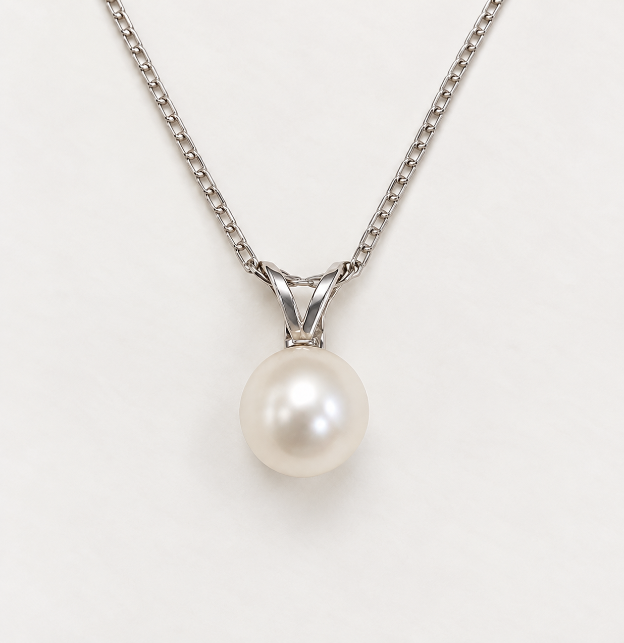 14K White Gold 6.5mm Akoya Pearl Pendant