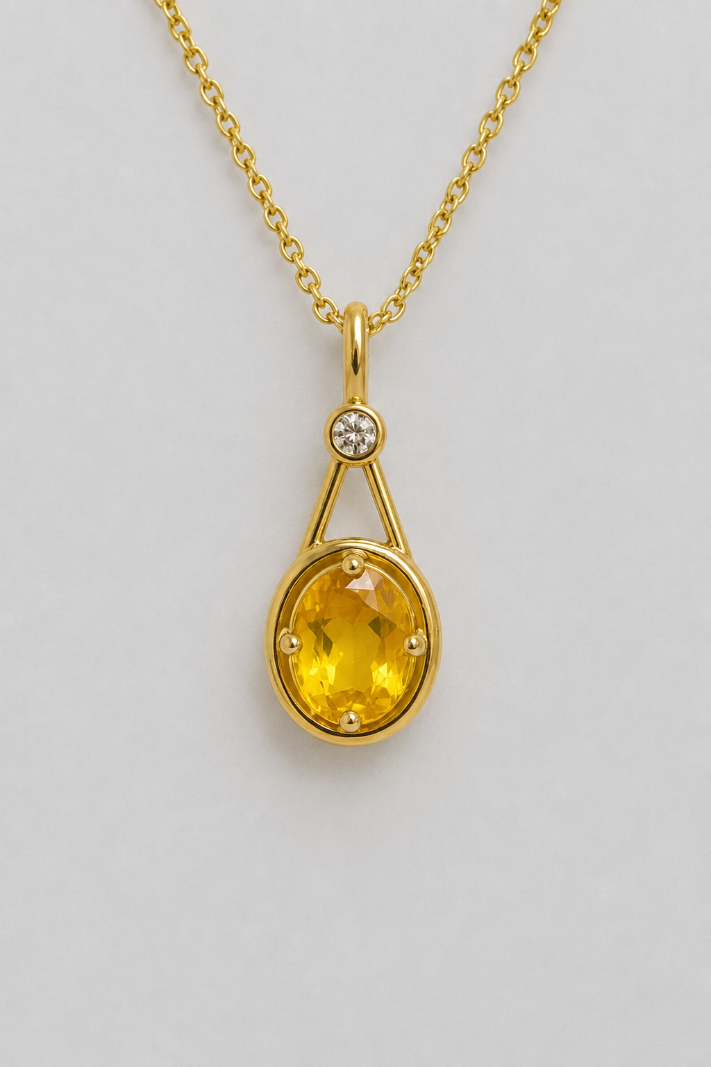 14K Yellow Gold Yellow Sapphire Diamond Pendant
