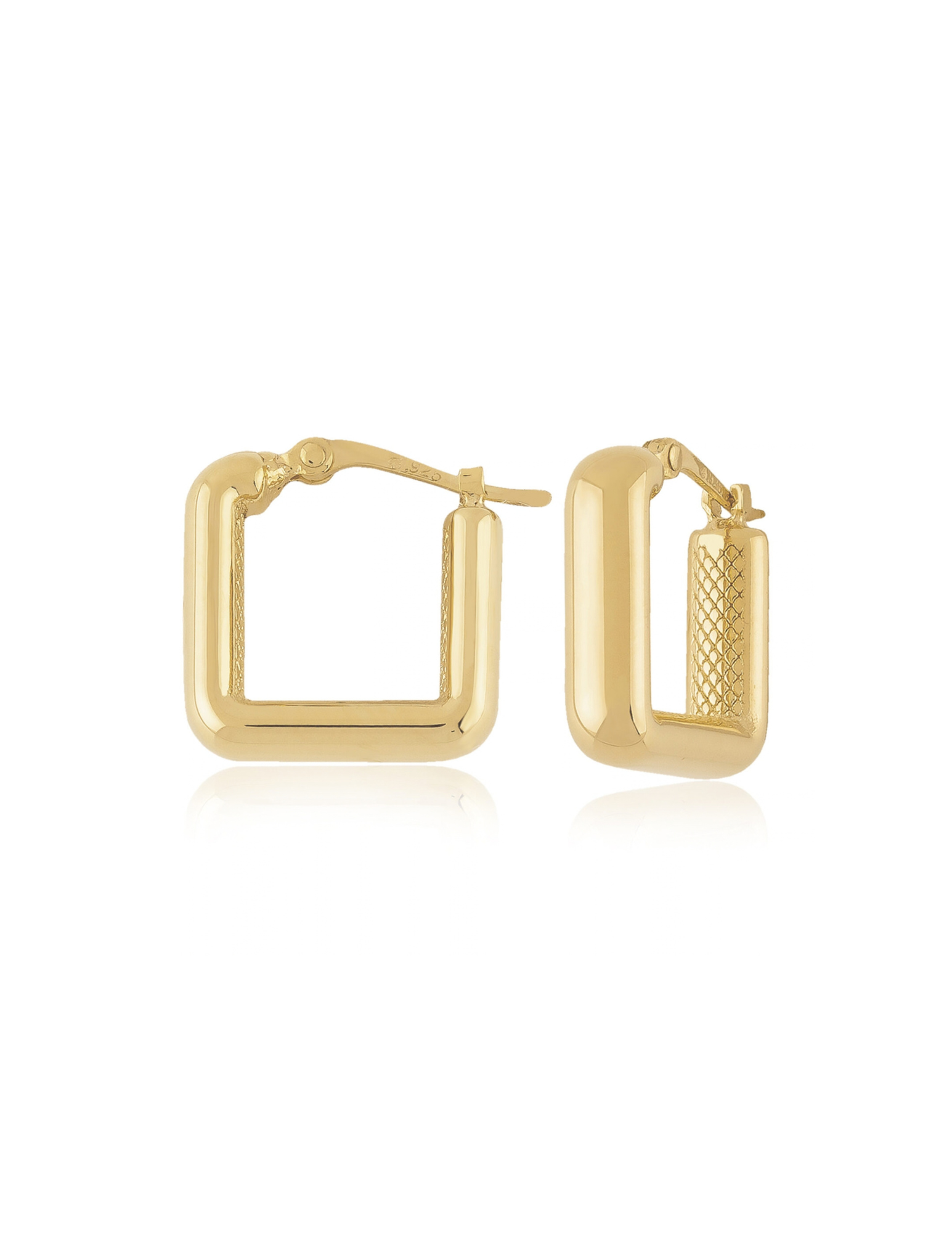 14K Yellow Gold Small Square Hoops