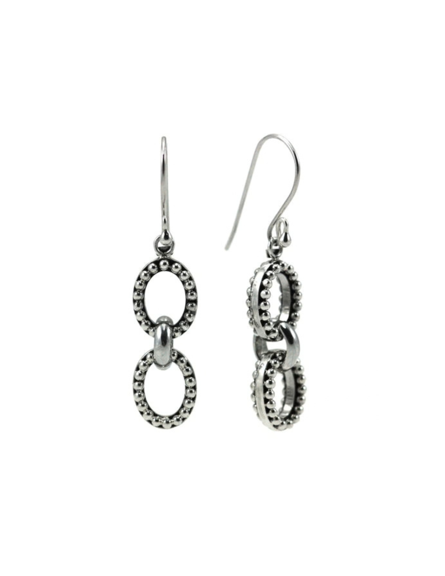 Sterling Silver Oval Link Beaded Earrings