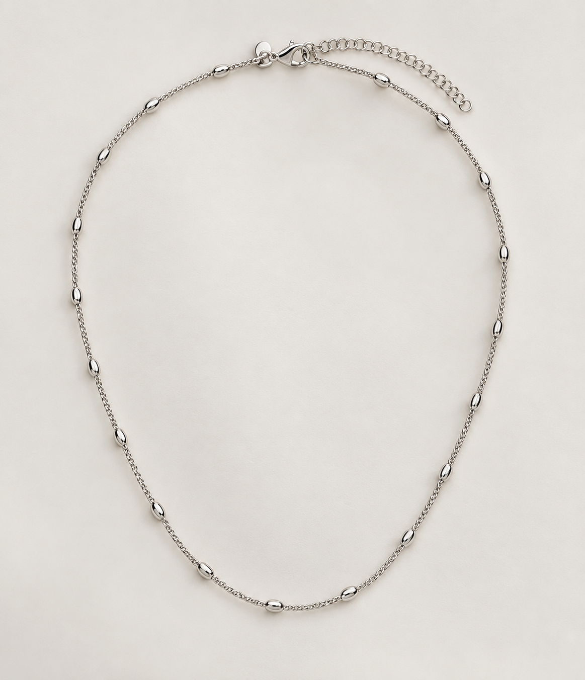 Sterling Silver Fancy Beaded Station Necklace