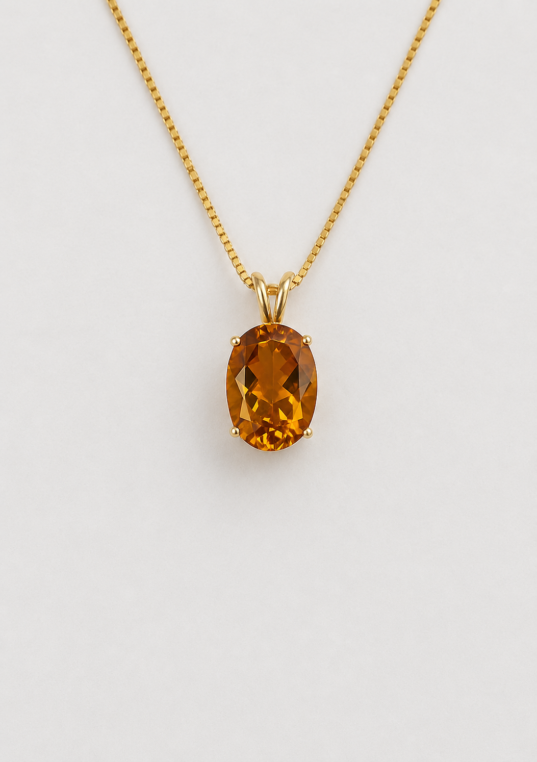 14K Yellow Gold 3.15ct Oval Citrine Pendant