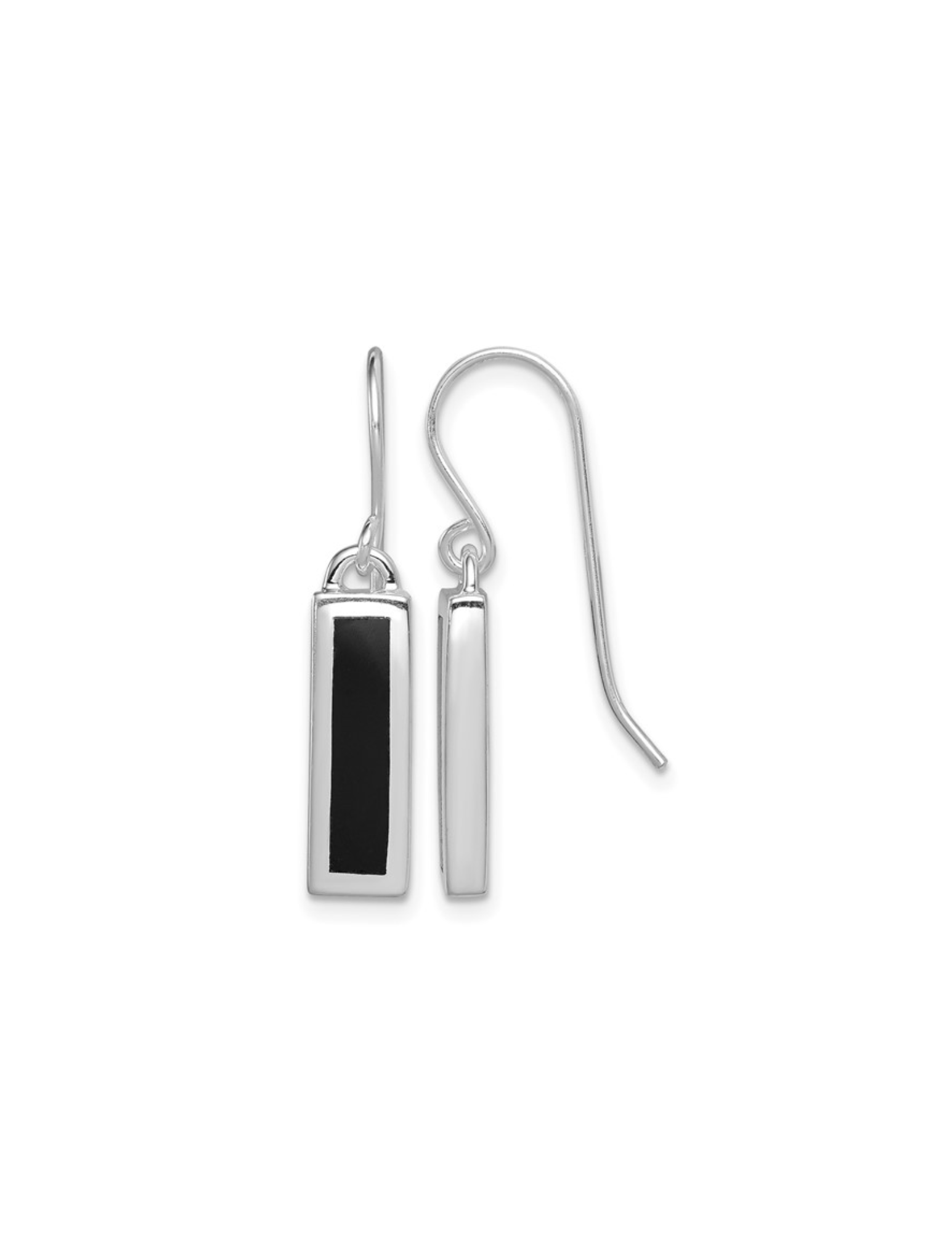 Sterling Silver Rectangle Black Onyx Earrings