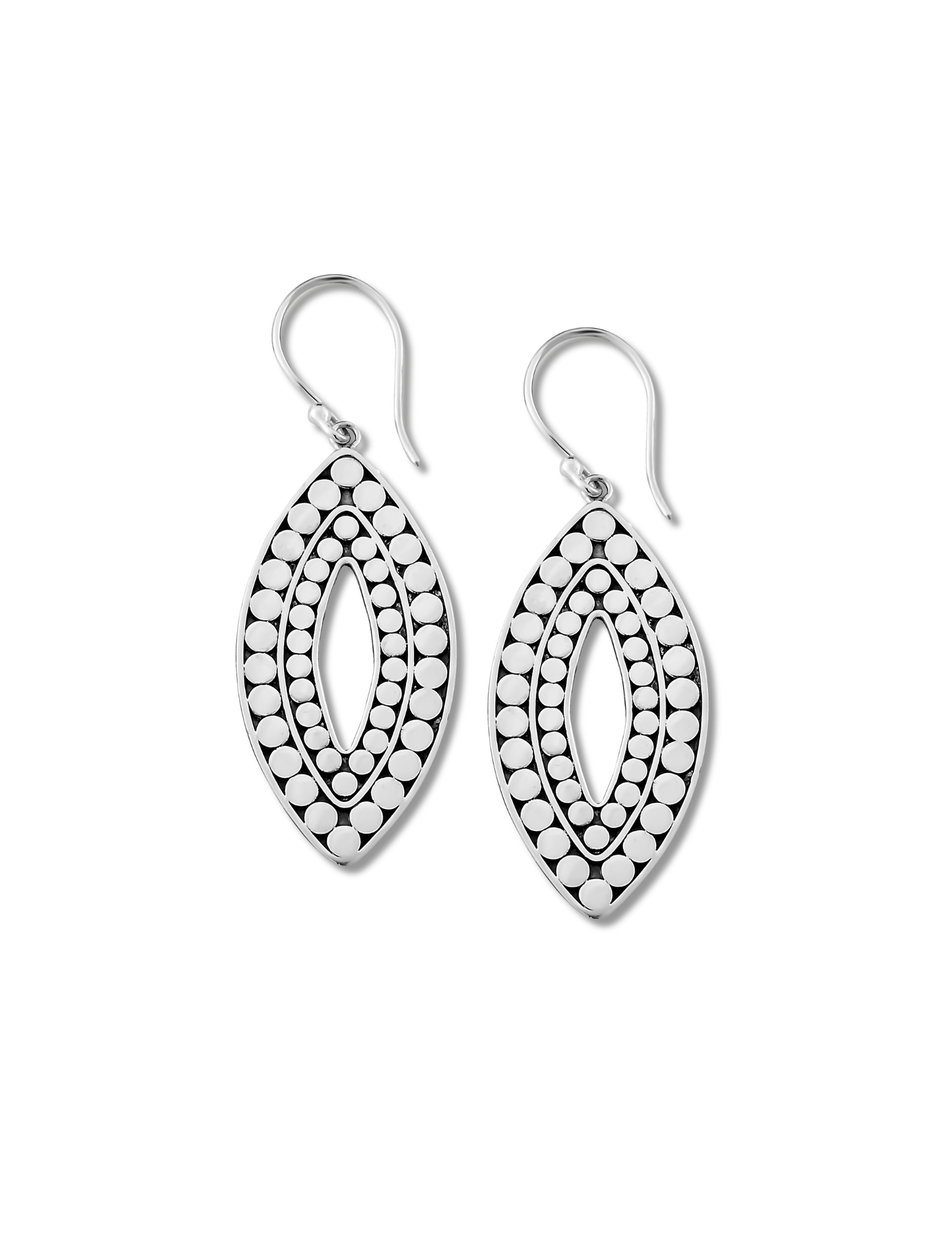 Sterling Silver Flat Beaded Earrings
