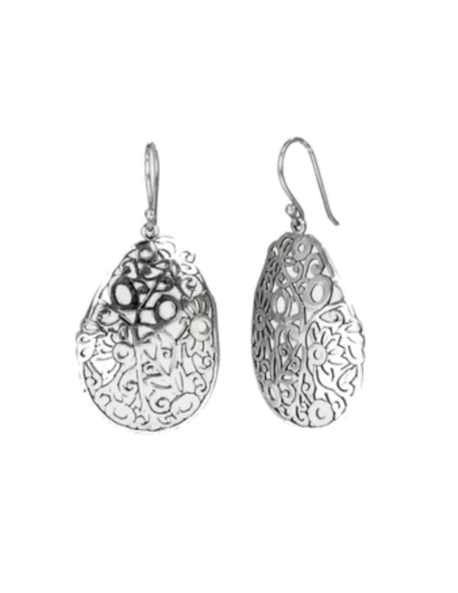 Sterling Silver Oval Teardrop Cutout Earrings