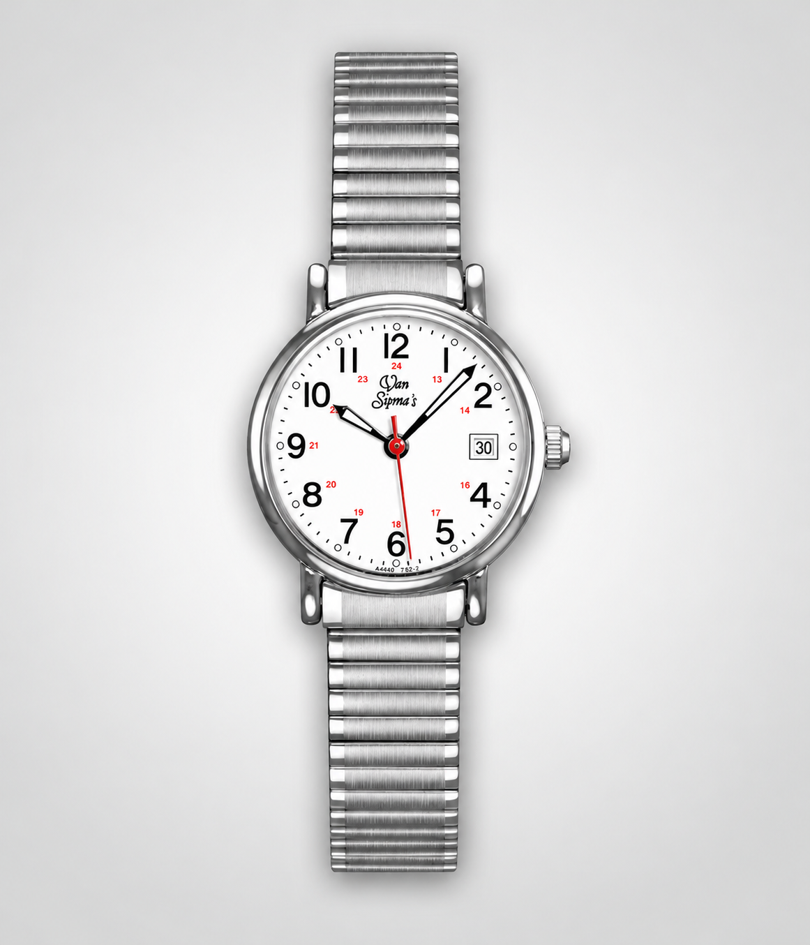Ladies' White Dial Stainless Steel Expansion Band