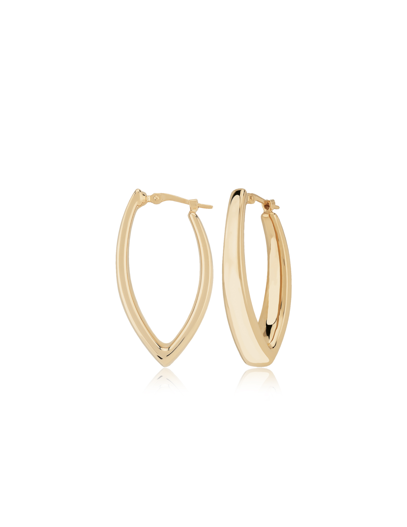 14K Yellow Gold 'V' Hoops