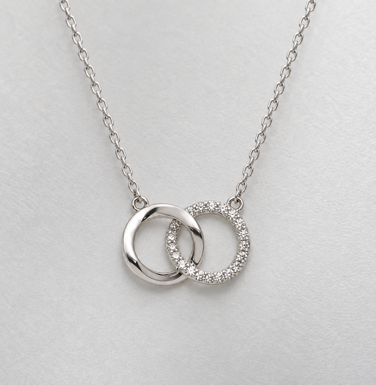 Sterling Silver Interlocking Ring Necklace