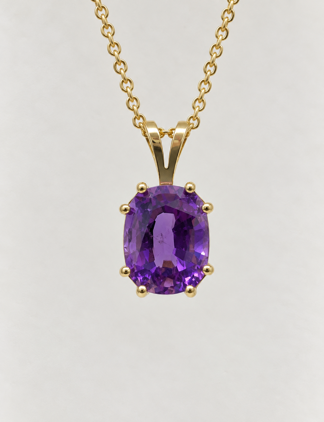 14K Yellow Gold Amethyst Pendant