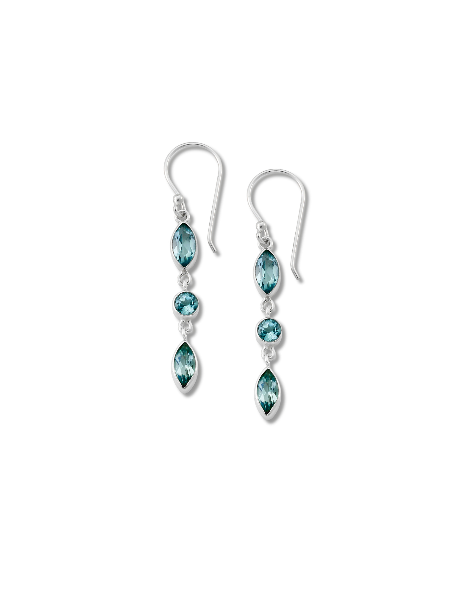 Sterling Silver Blue Topaz Drop Earrings