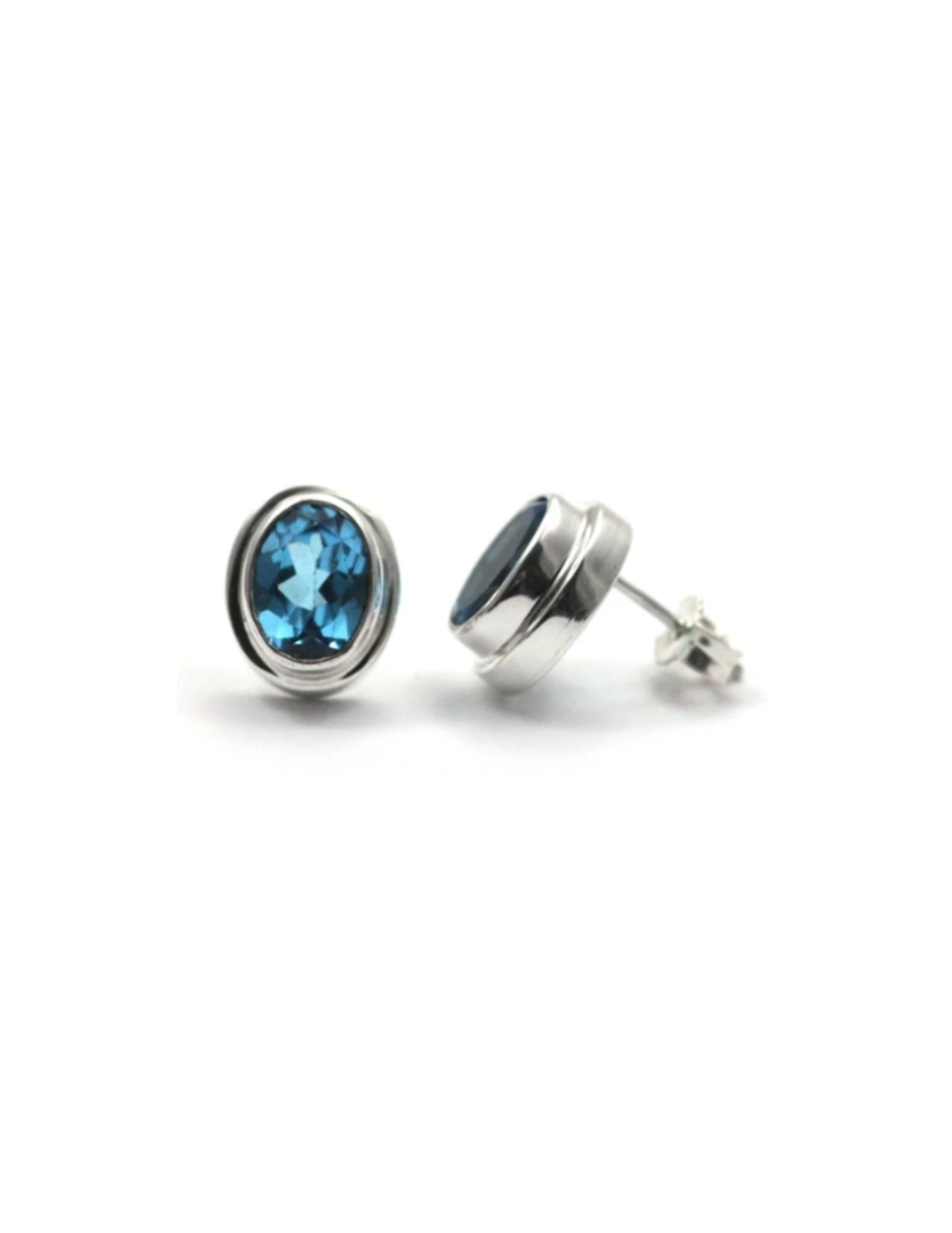 Sterling Silver Blue Topaz Studs