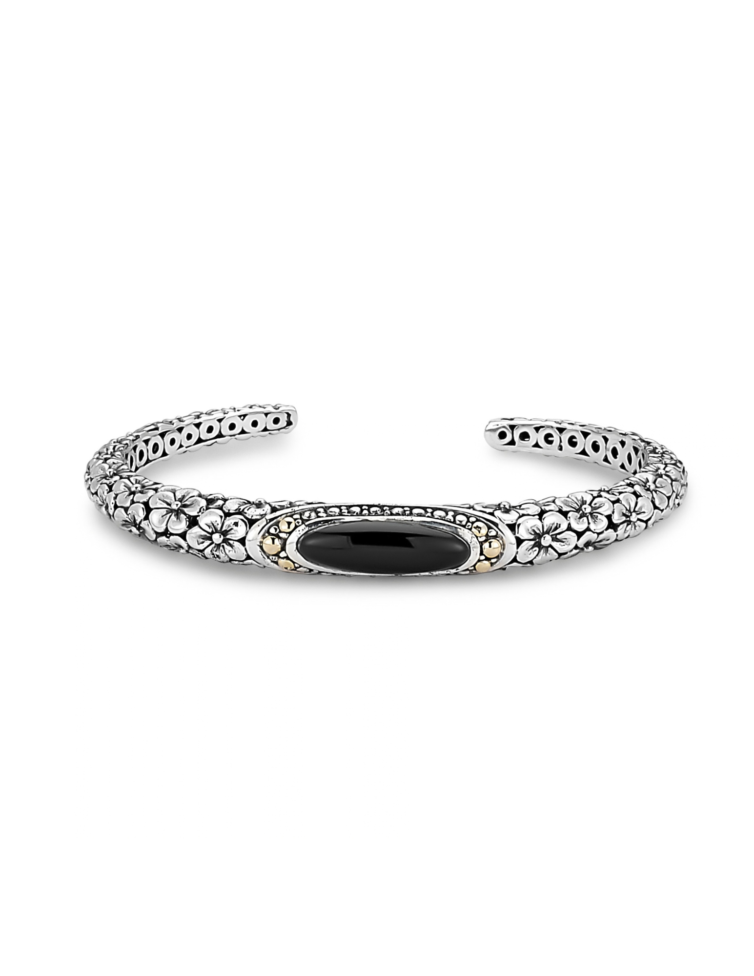Sterling Silver and 18K Gold Onyx Bracelet