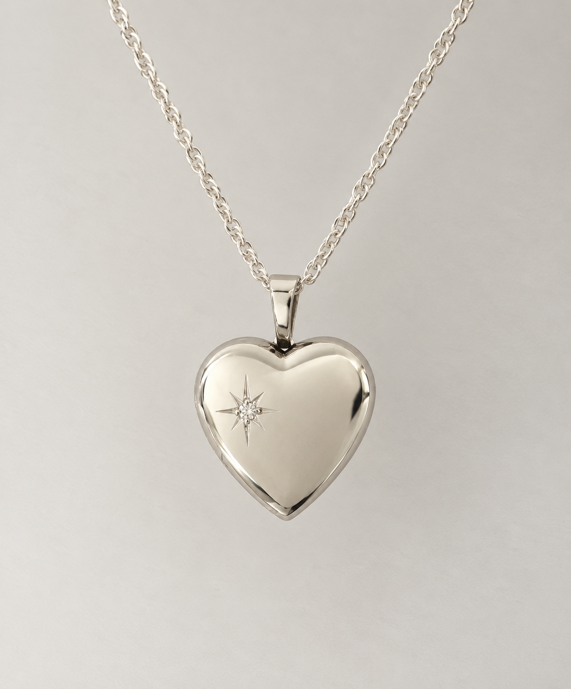 Sterling Silver Diamond Heart Locket