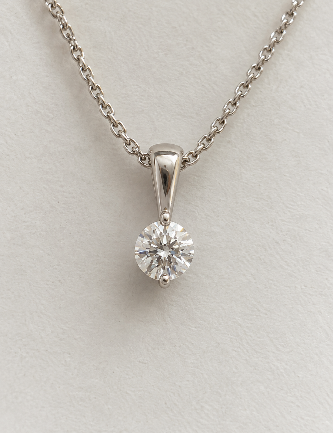 14K White Gold Diamond Solitaire Pendant