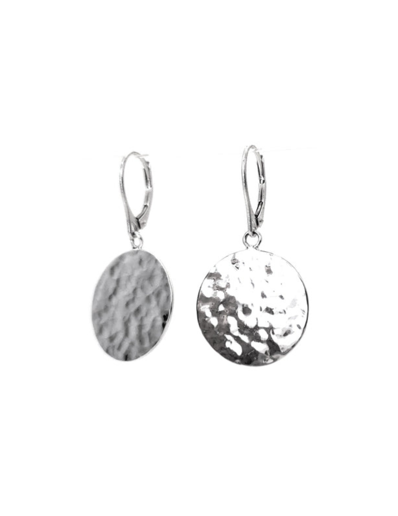 Sterling Silver Hammered Disc Earrings