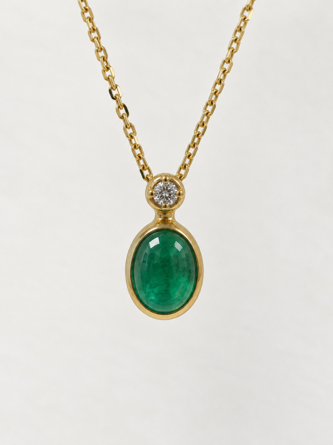 14K Yellow Gold Emerald Diamond Pendant