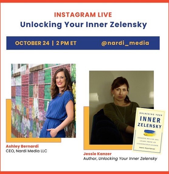 It&rsquo;s launch day for &ldquo;Unlocking your Inner Zelensky&rdquo; tomorrow 💙💛 I&rsquo;m going live with @nardi_media (pic 1) tomorrow at 2pm. Join us! 
And, right before that, if you&rsquo;re local or close to #dobbsferry find me at @pictureboo