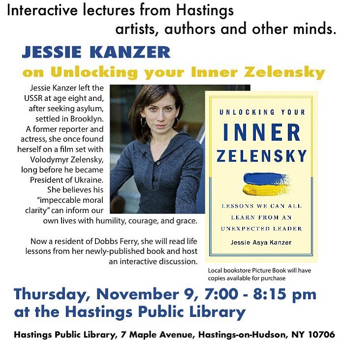 Join me at the Hastings Public Library for a book talk on Thurs. November 9 at 7pm! 💛💙 @hohpubliclibrary 
No better time to come together and Unlock our Inner Zelensky.😉 It&rsquo;s FREE and I will bring all the good energy I can muster&mdash;that 