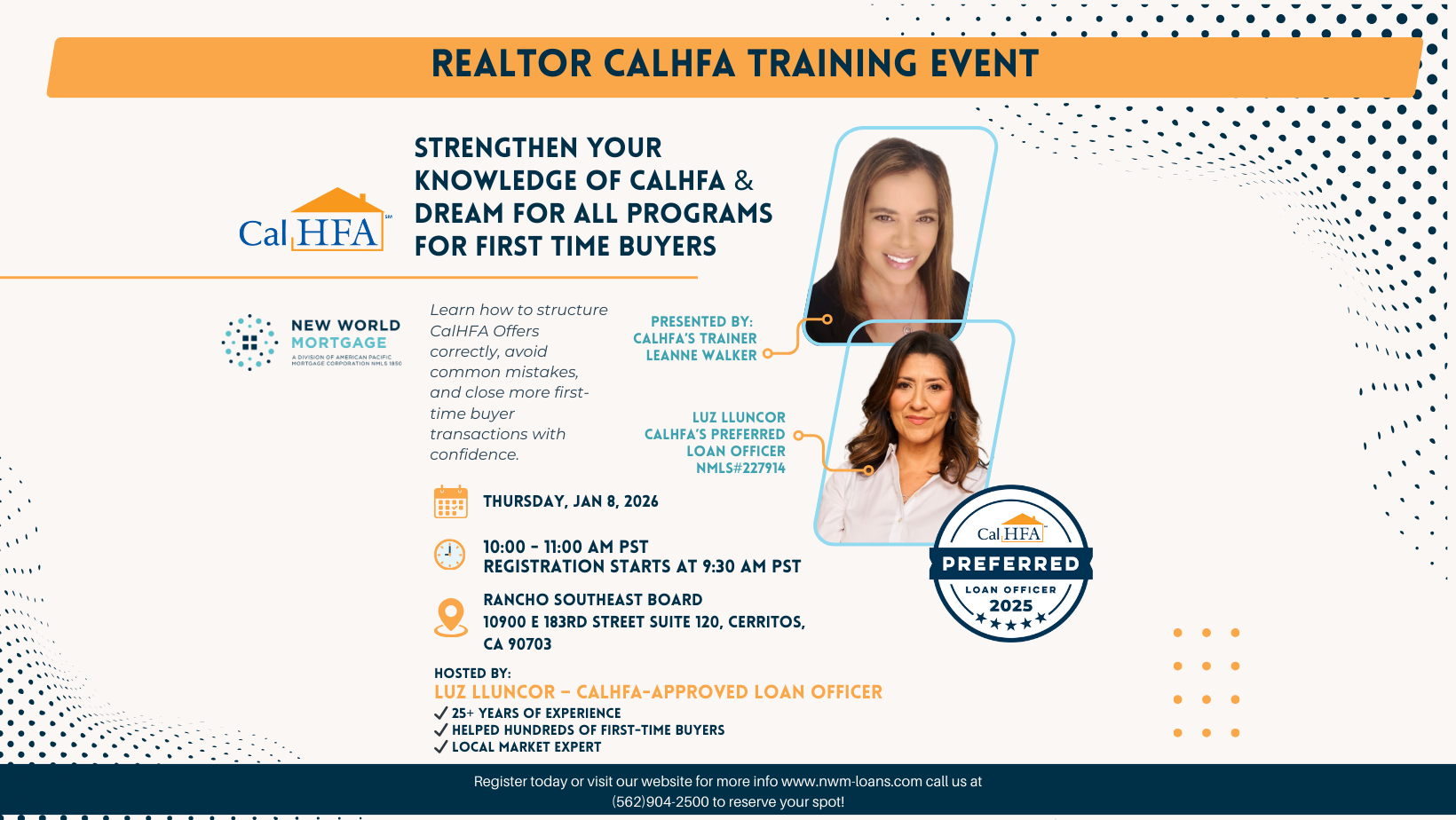 Strengthen your knowledge of CalHFA & Dream for all programs for first time buyers