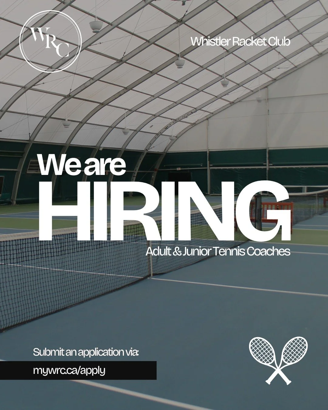 🎾 We&rsquo;re Hiring Tennis Coaches at Whistler Racket Club 🎾

The WRC is looking for passionate and motivated Tennis Coaches to join our team. We&rsquo;re seeking coaches with experience working with both adults and juniors who can help grow the g