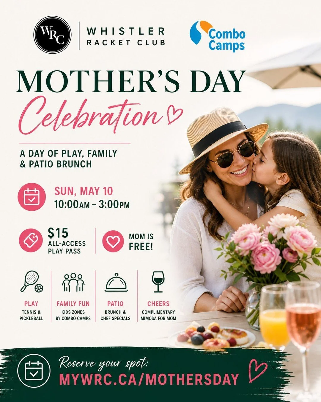 Join us at the Whistler Racket Club on Sunday, May 10th from 10am&ndash;3pm for a day packed with play, family fun, and a patio brunch to celebrate the moms in your life.

Here's what's on:
🎾 Open courts all day - Pickleball &amp; Tennis
🏫 Learn to