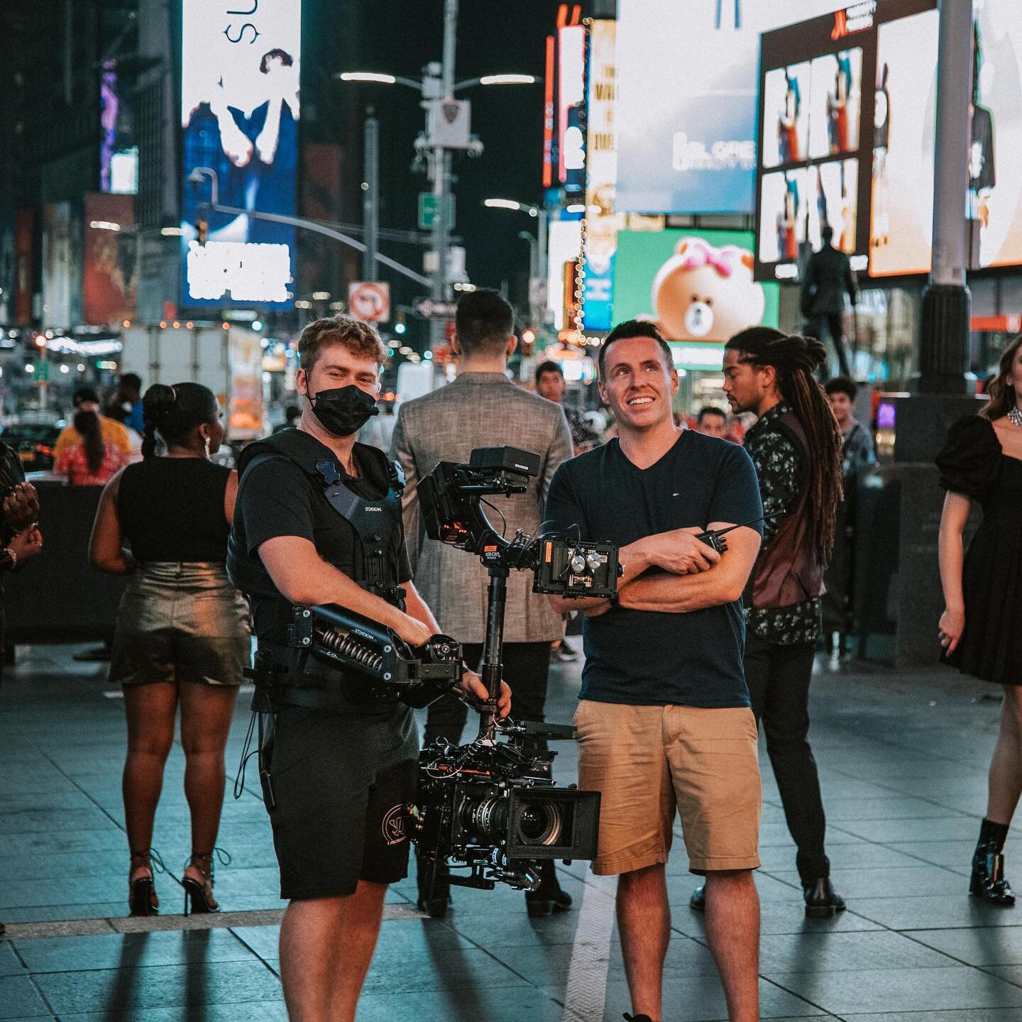 Doing an overnight shoot in Times Square the morning that we left for Italy may not have been ideal but the shots were worth it. Even got @brianmurphyvisuals to fly home in the middle of filming a movie to do some steadicam magic.