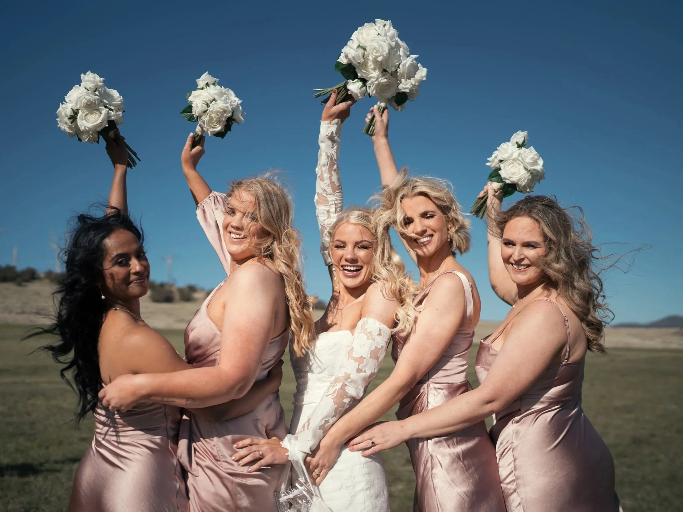 Happy bridal party portraits in Hobart Tasmania