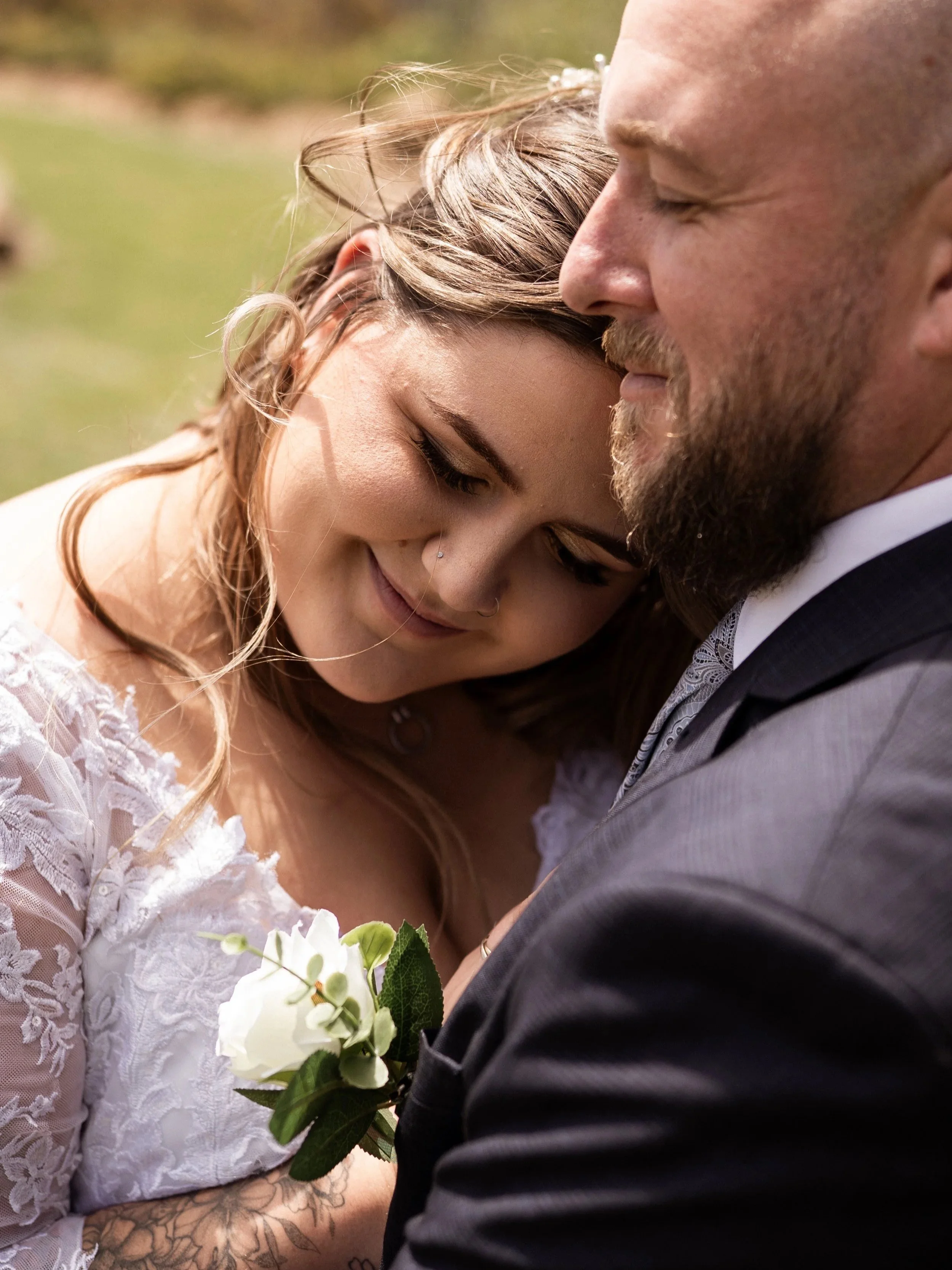 Close up portrait of bride and groom on their elopement in Hobart Tasmania | Randolph Reyes Photography