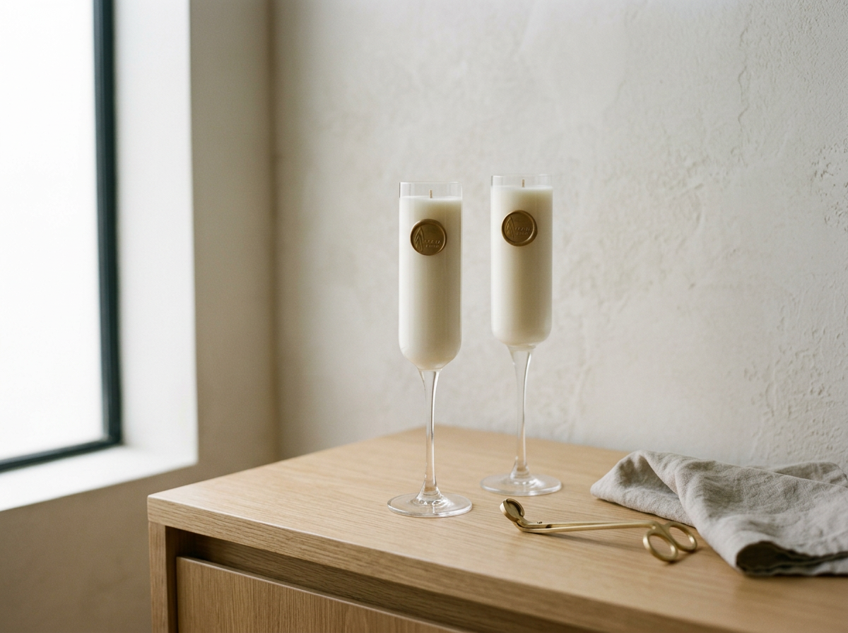 Set of (2) Champagne Flute Soy Candles
