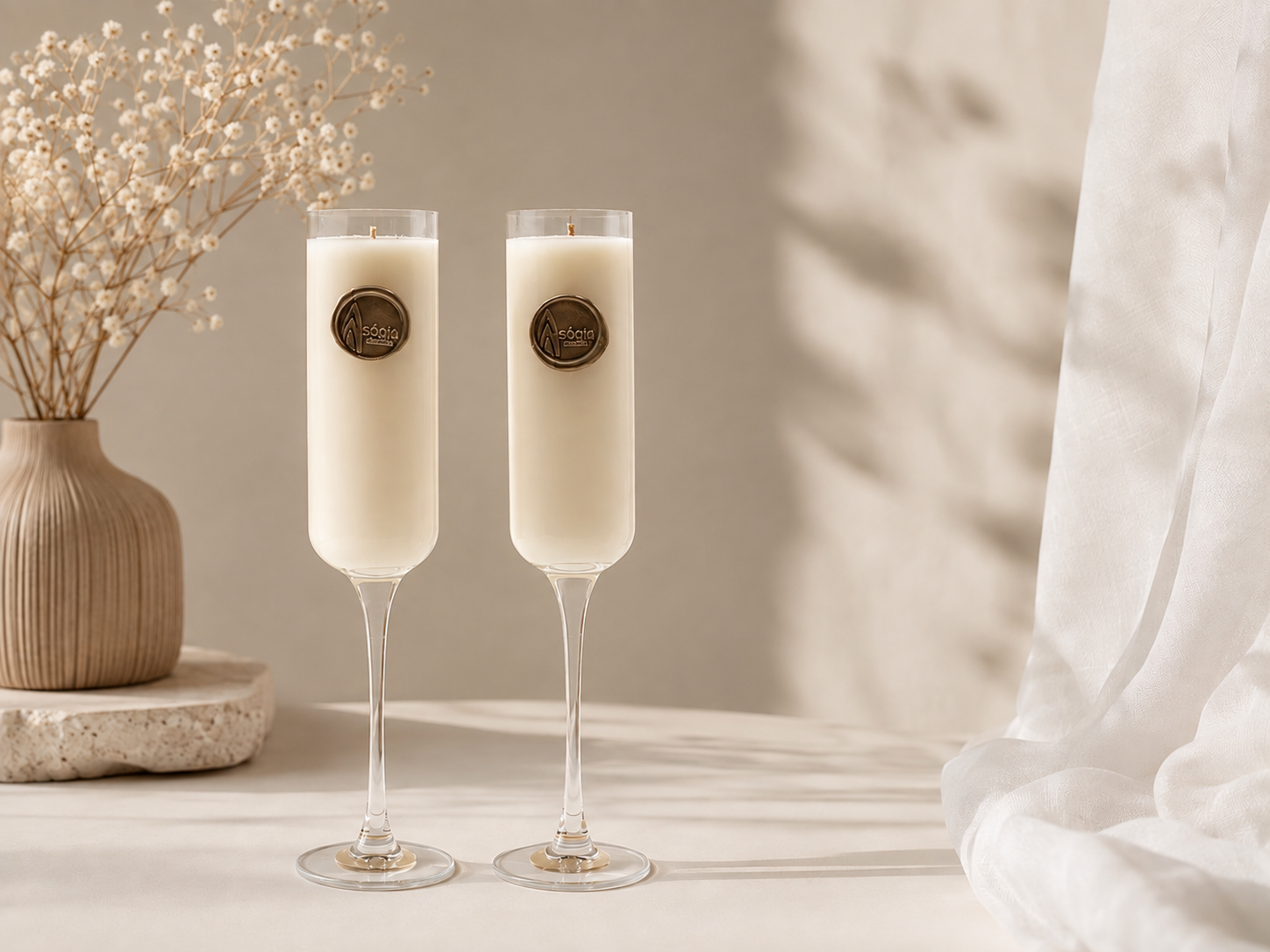 Set of (2) Champagne Flute Soy Candles