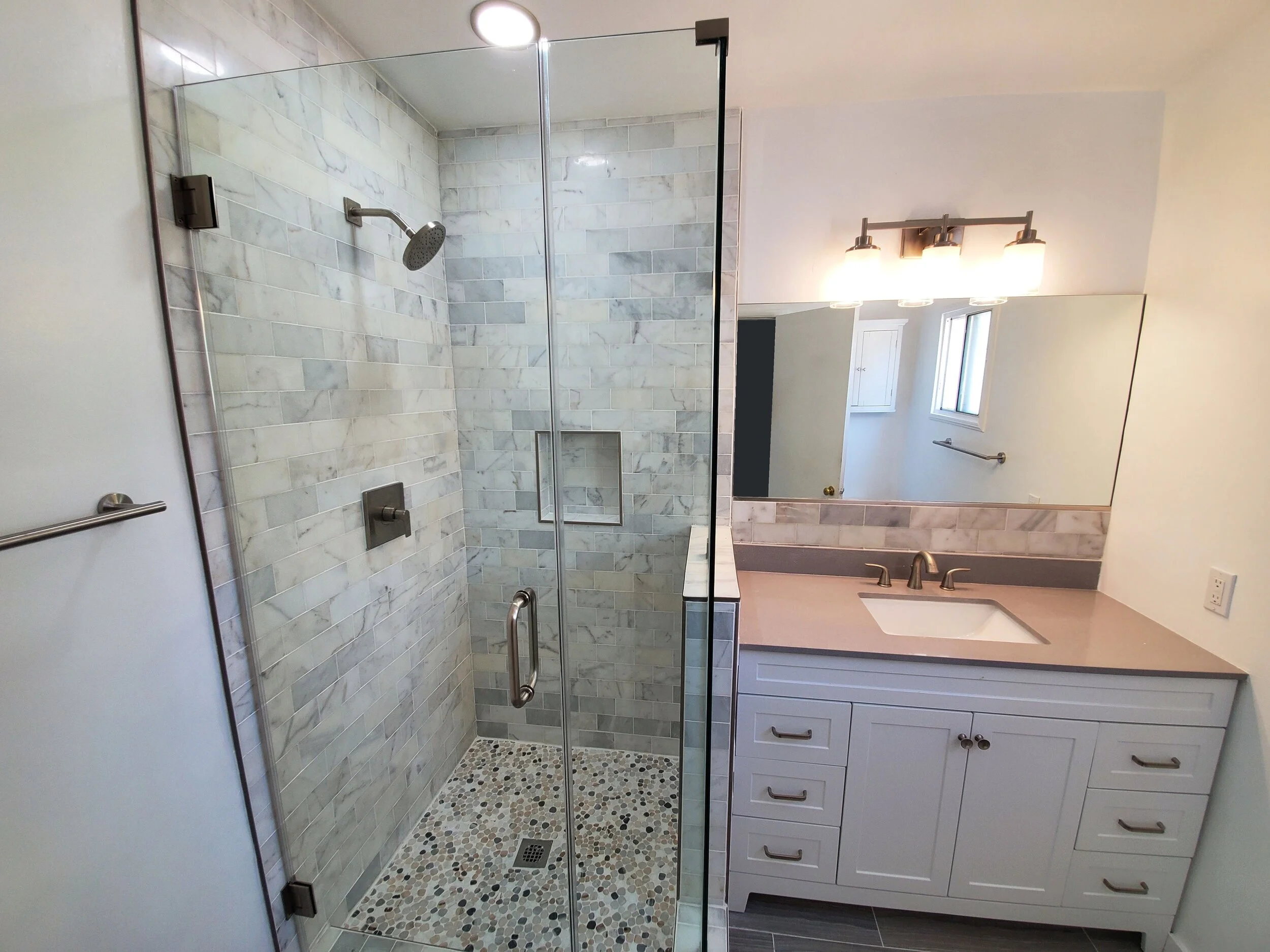 A Stylish Standing Shower Bathroom Remodel