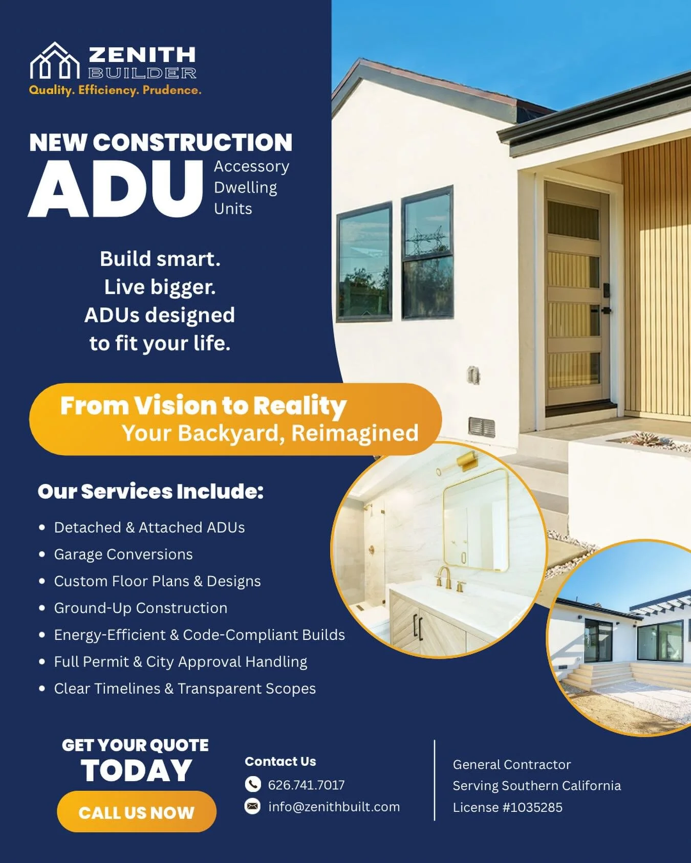 Turning unused space into something meaningful.

Whether it&rsquo;s for family, guests, or extra income&mdash;an ADU can completely change how you live.

We handle the process from design to build so you don&rsquo;t have to stress the details.

Servi