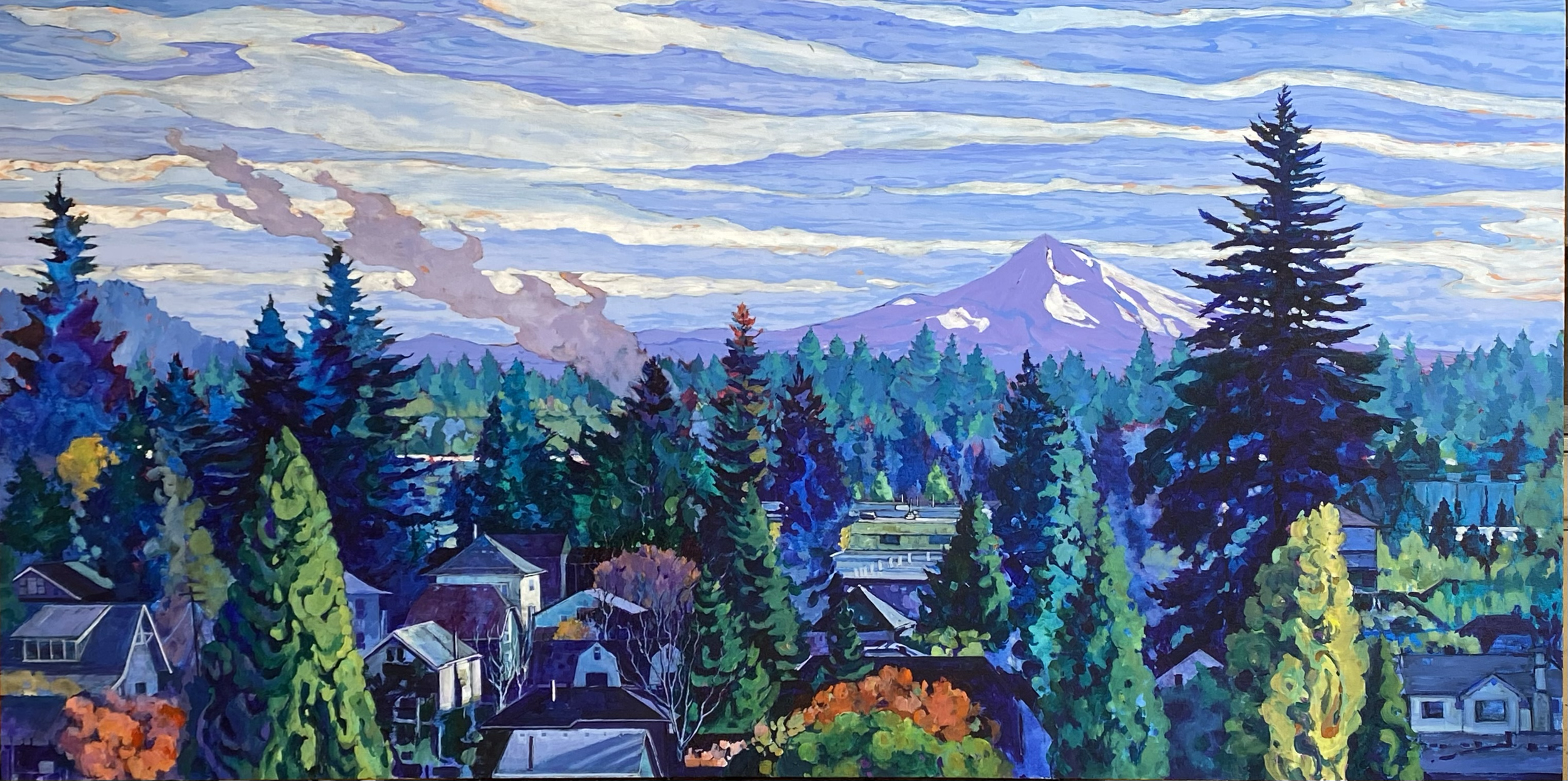 Providence View II: 36'' x 72'', Acrylic on canvas, 2024. $6,500.