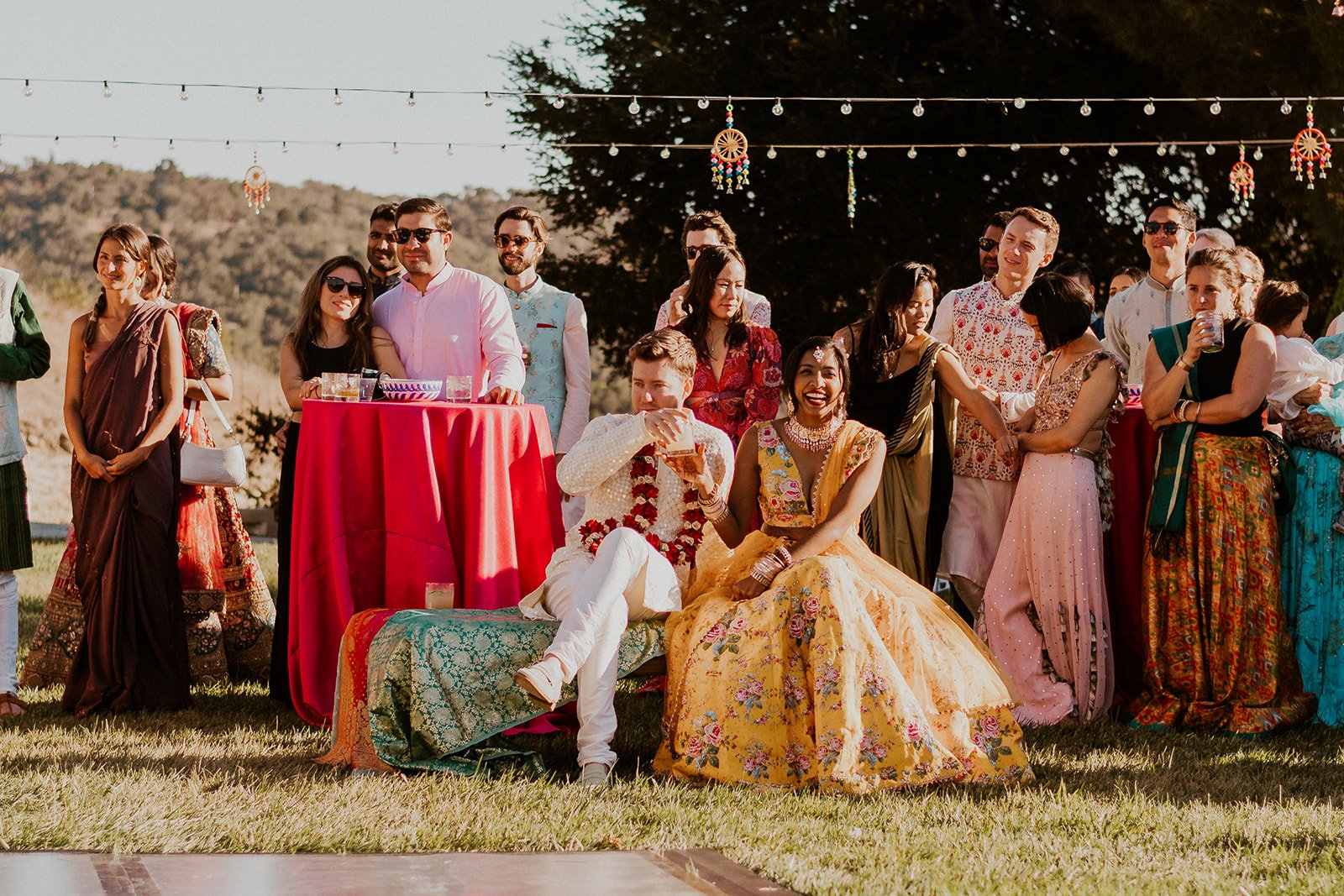 Colorful wedding attire inspired by traditional Indian fashion