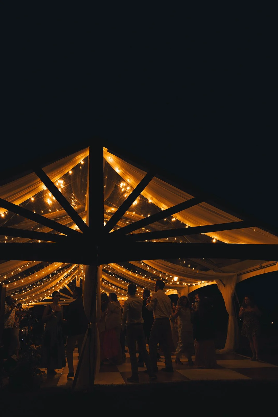 Tented backyard wedding reception at a private residence near Rochester New York