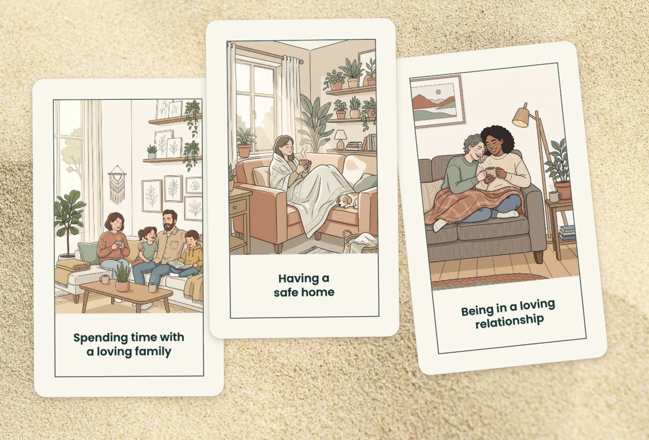 a close up of the illustrated cards